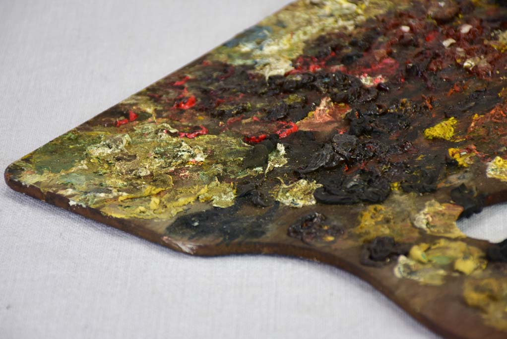 Large vintage French artist's paint palette with brown tones 11" x 16¼"