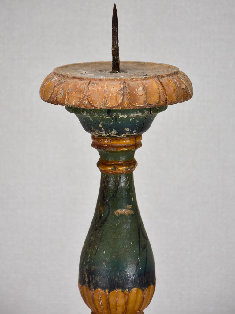 Two 18th-century Italian candlesticks from a chapel 27¼"