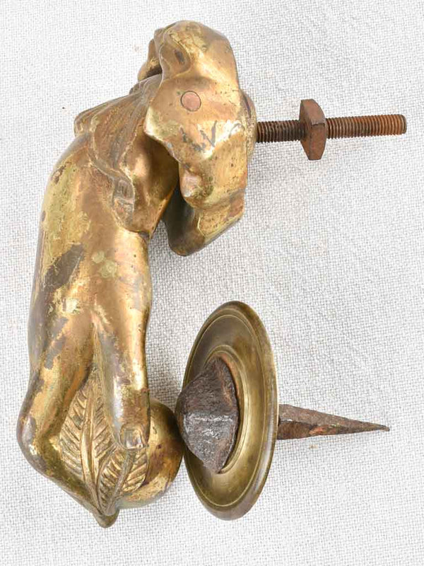 19th century bronze door knocker hand 7"