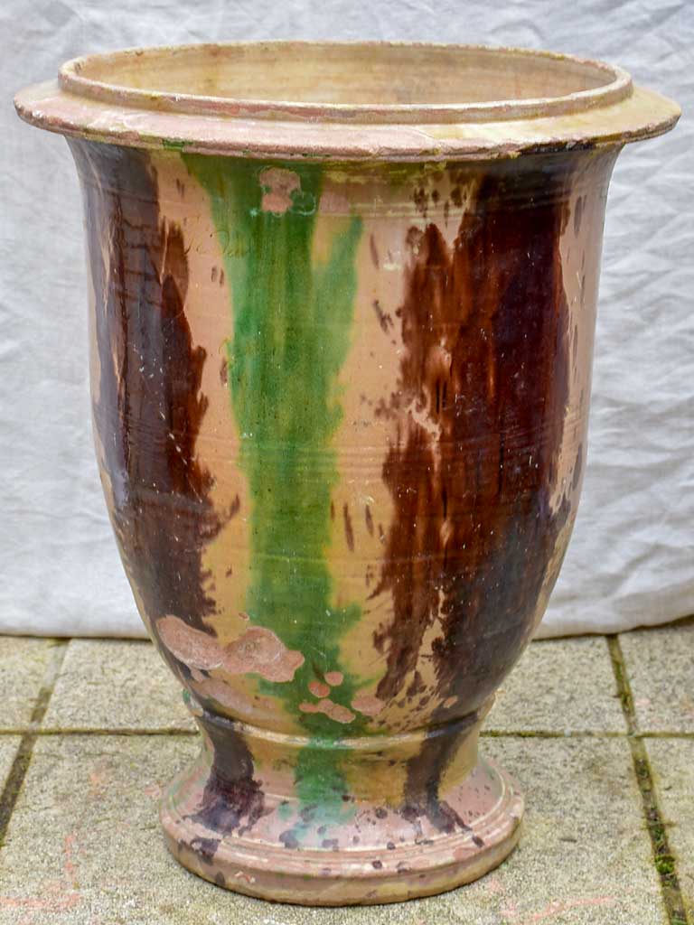 Small 19th Century French Anduze garden urn - flame glazed 22¾"
