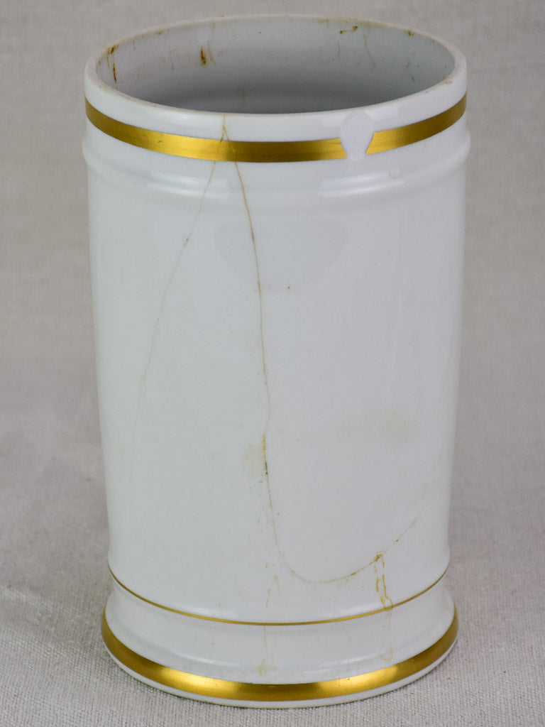Antique French Limoges apothecary jar with lid - Cristaux de lune 11"