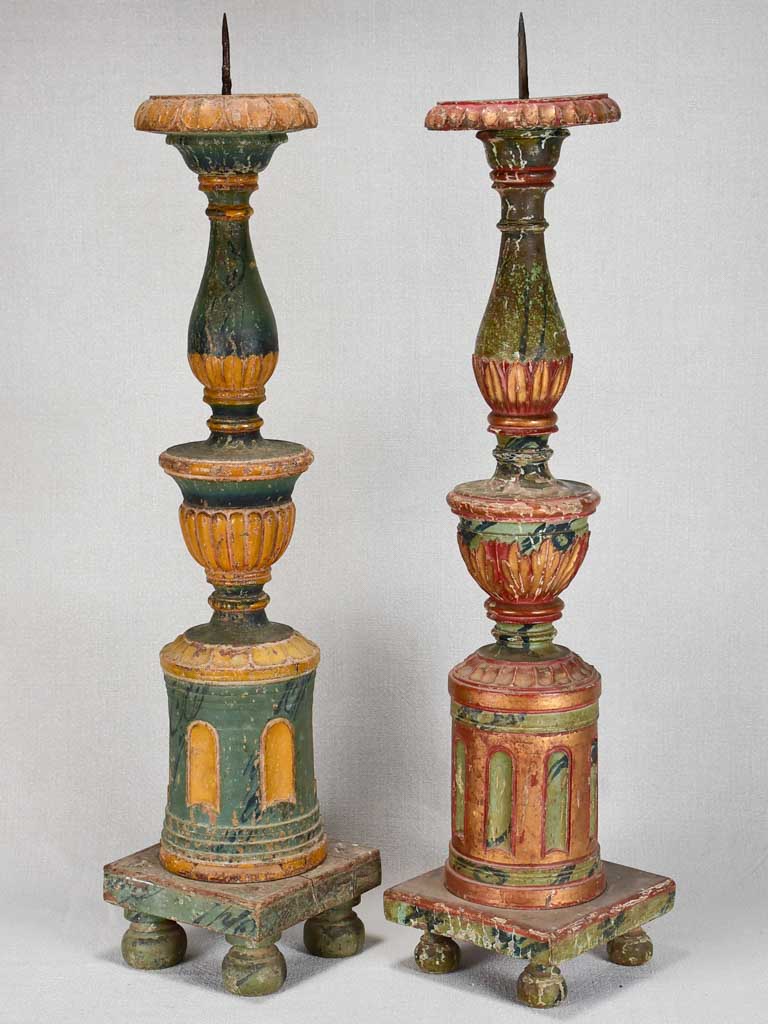 Two 18th-century Italian candlesticks from a chapel 27¼"