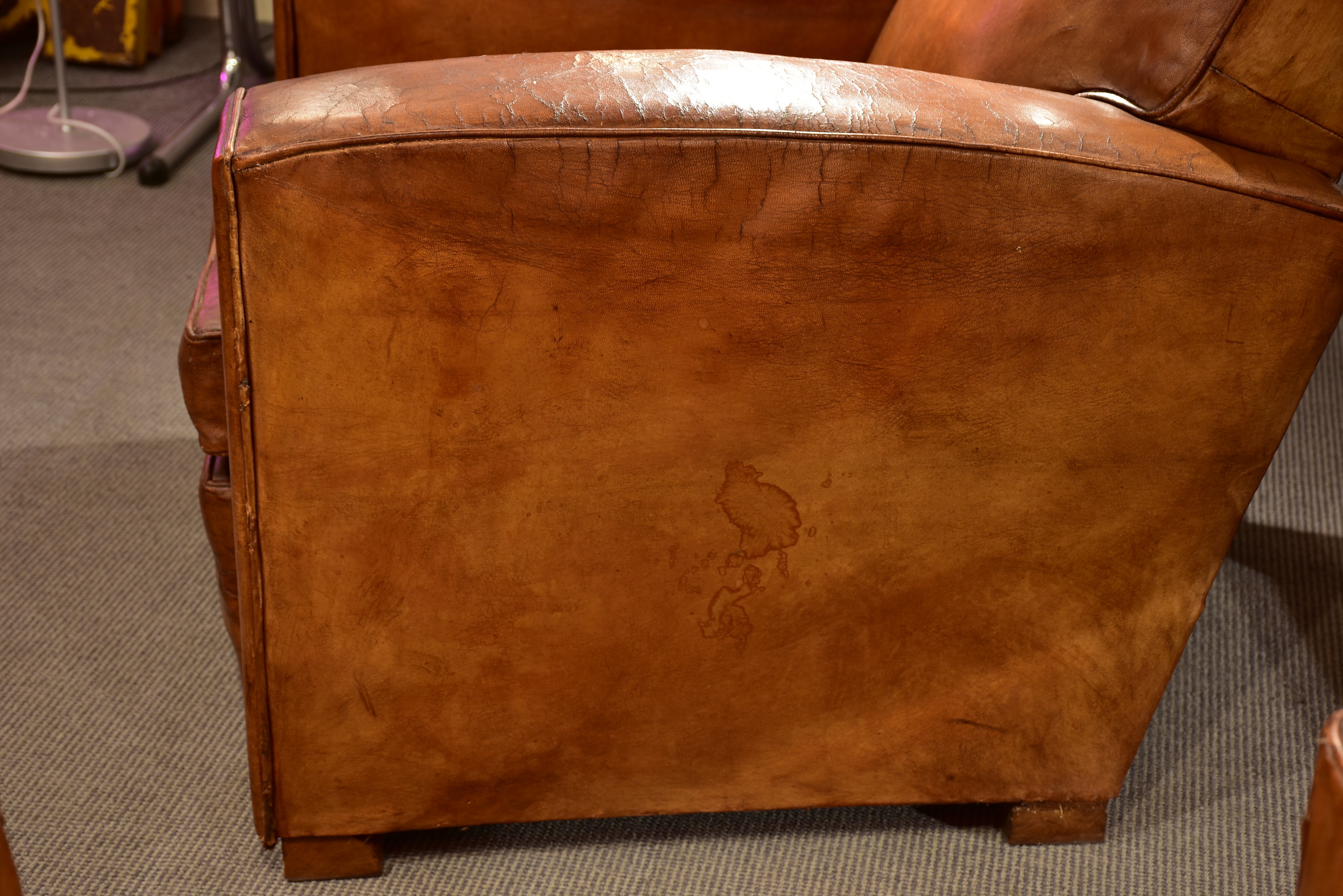 Pair of French leather club chairs - 1950's