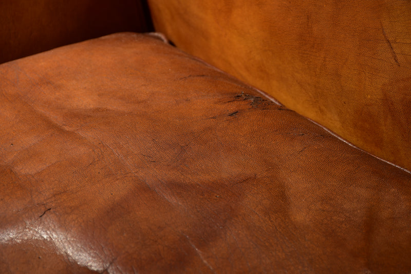 Pair of French leather club chairs - 1950's