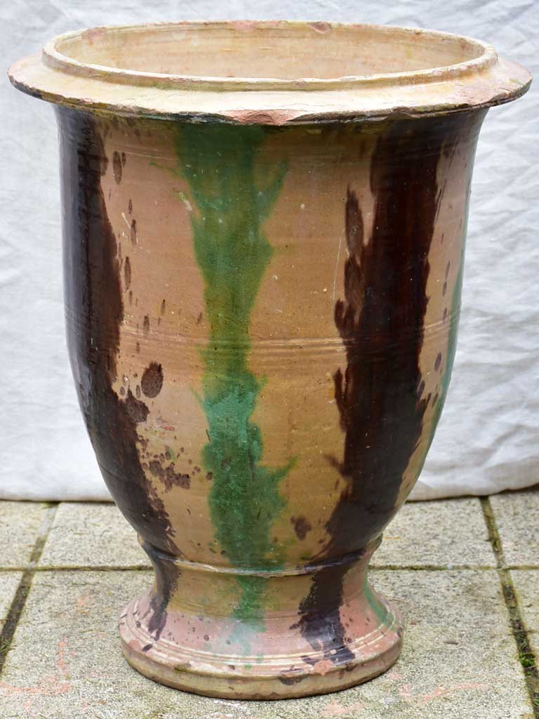 Small 19th Century French Anduze garden urn - flame glazed 22¾"