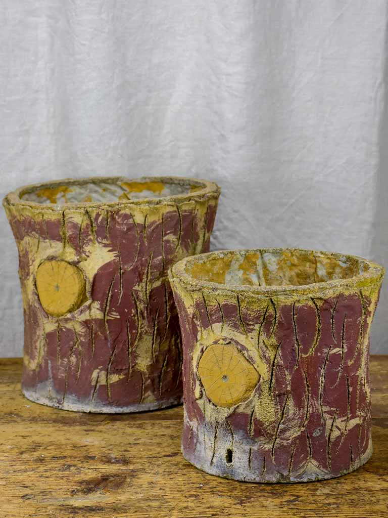 Two French faux bois garden planters