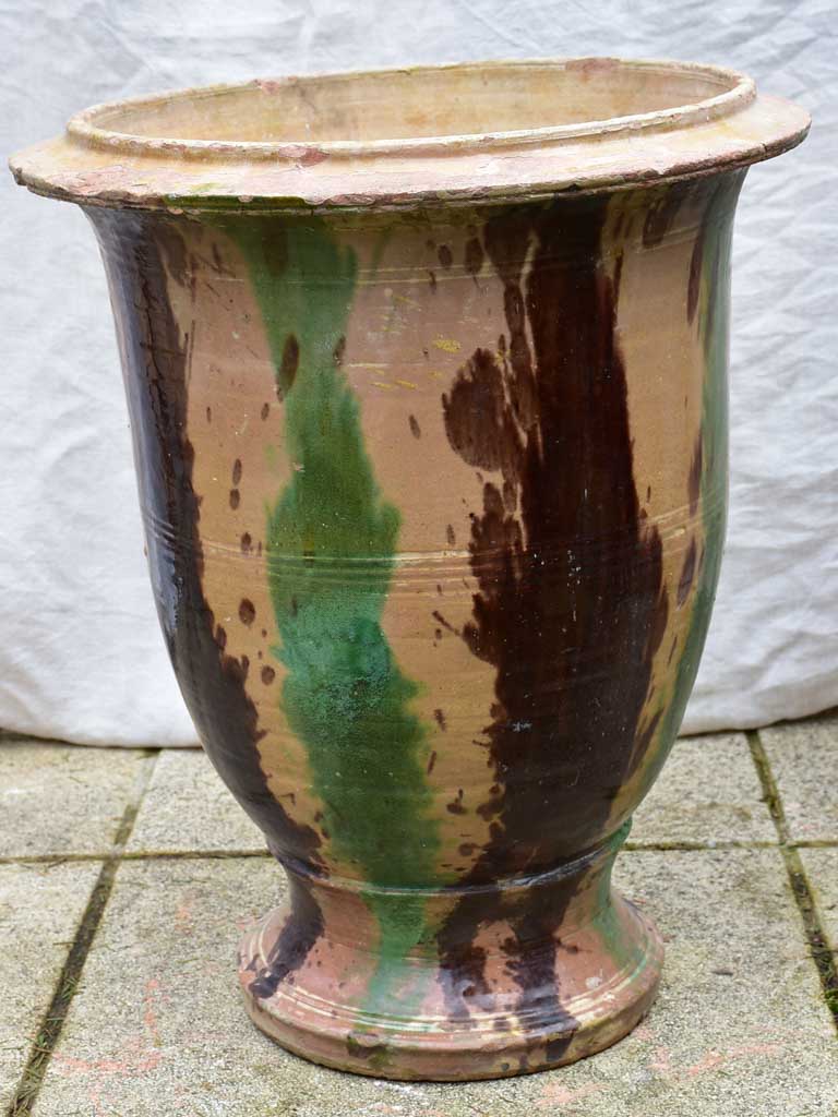 Small 19th Century French Anduze garden urn - flame glazed 22¾"