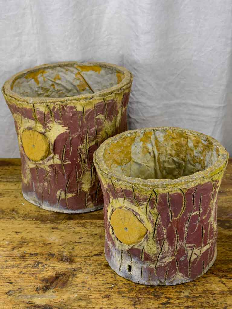 Two French faux bois garden planters