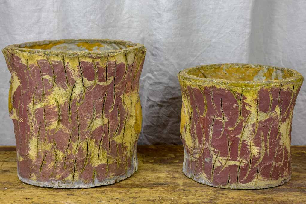 Two French faux bois garden planters