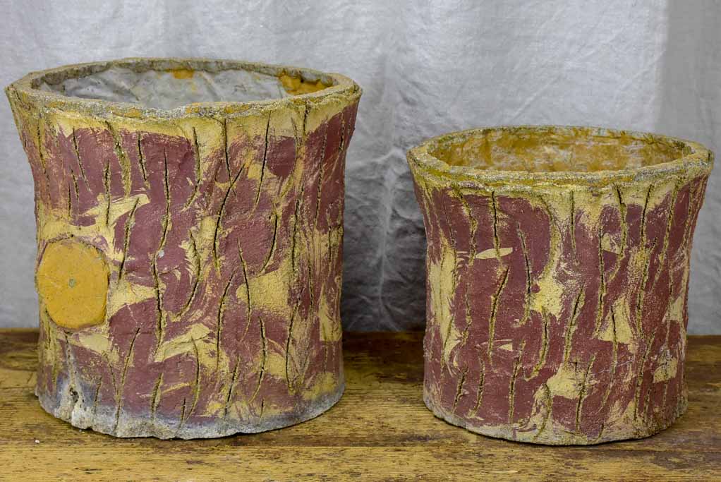 Two French faux bois garden planters