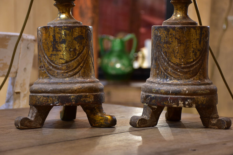 Pair of 19th century Italian candlestick lamps