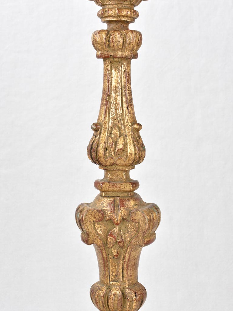 2 gilded altar candlesticks, 18th-century, 25½"
