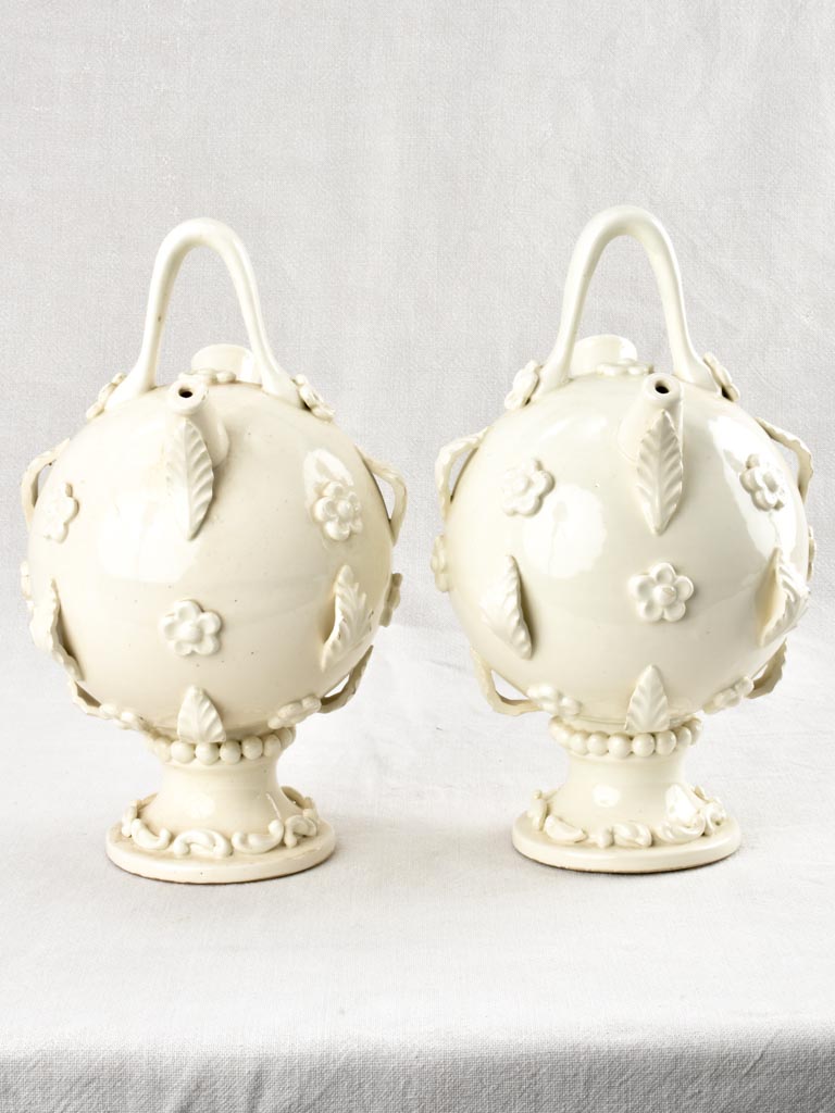 Pair of olive oil pitchers from Malicorne 1950s 13¾"