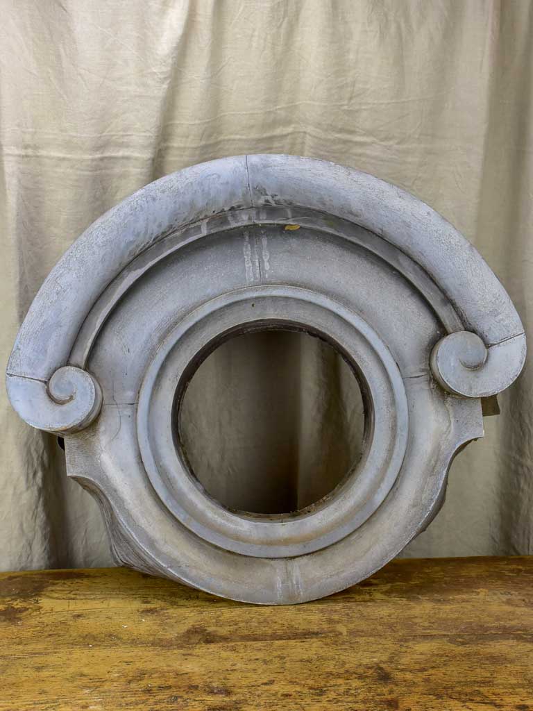 Antique French zinc salvaged oeil de boeuf window frame 2 of 2