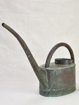 19th century French flower copper watering can with long spout