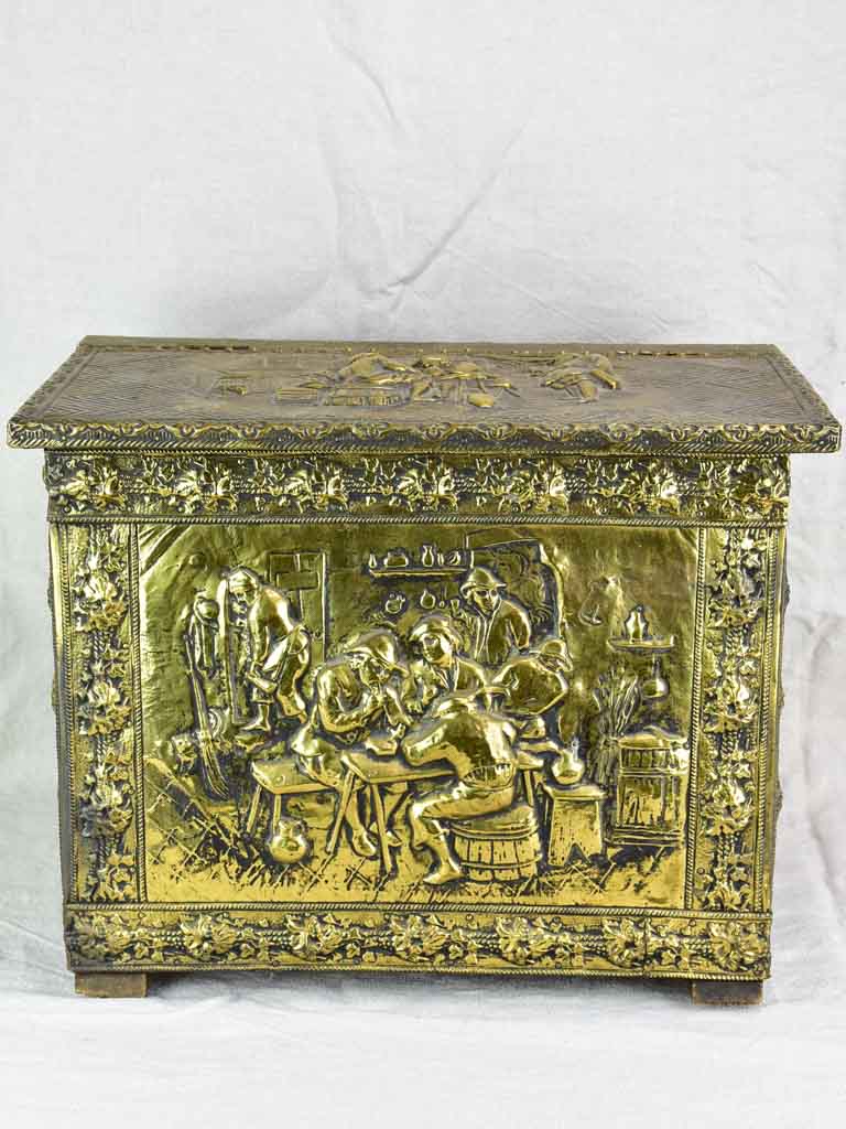 Antique French chest with brass moldings 20¾" x 13"