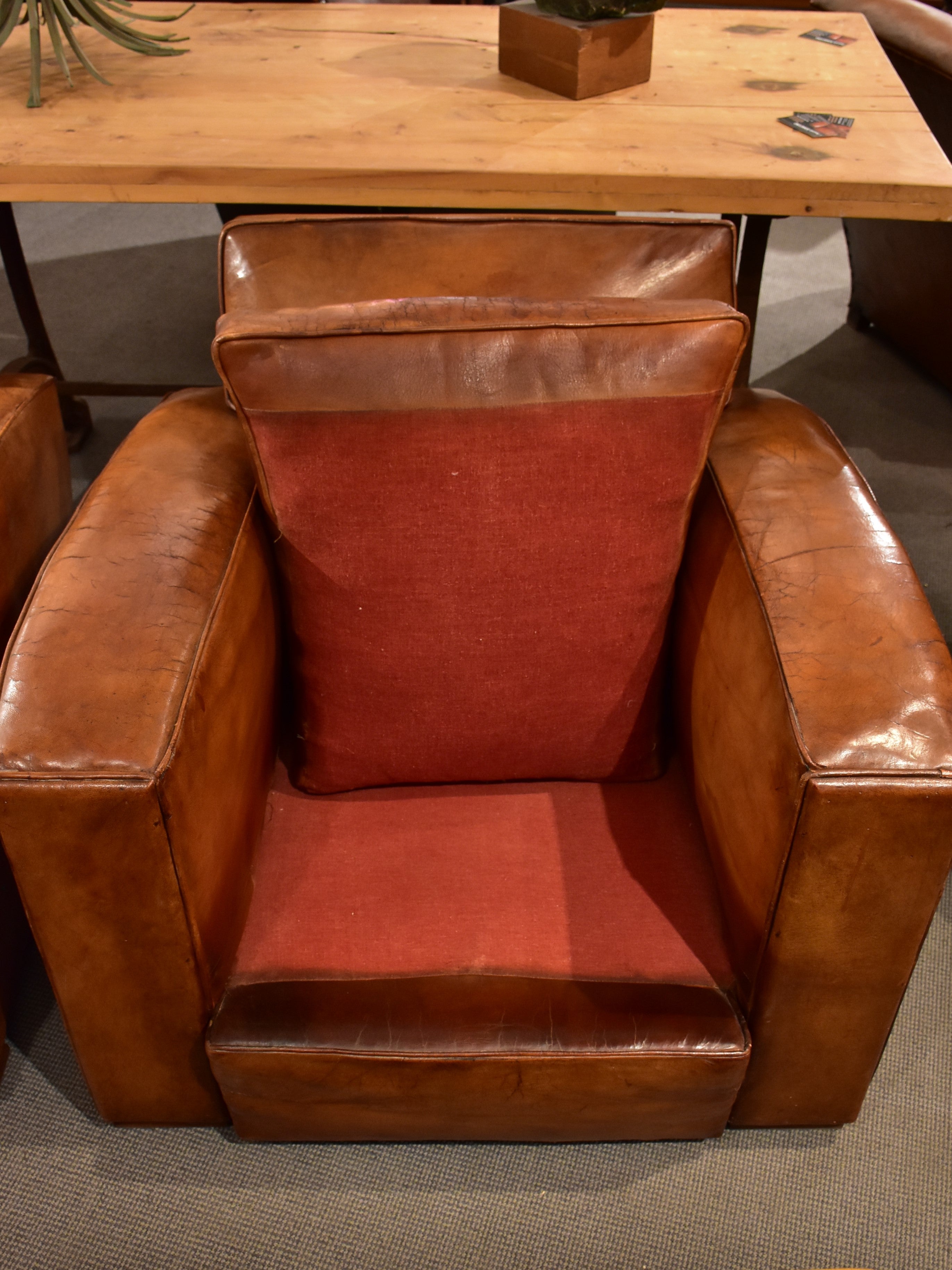 Pair of French leather club chairs - 1950's