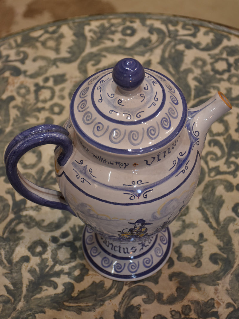 Vintage blue and white French apothecary jug