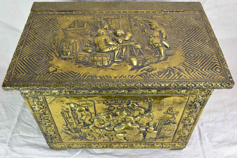 Antique French chest with brass moldings 20¾" x 13"
