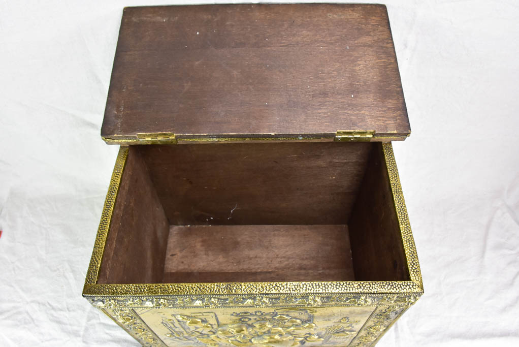 Antique French chest with brass moldings 20¾" x 13"