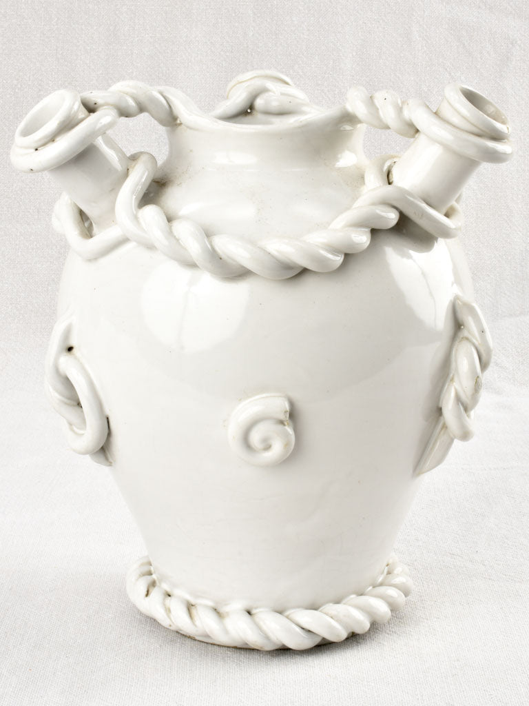 Émile Tessier vase with 4 openings and twisted detail 9½"