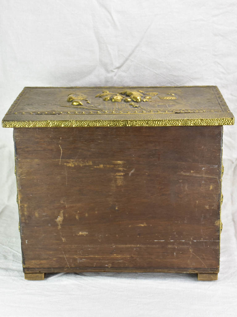 Antique French chest with brass moldings 20¾" x 13"