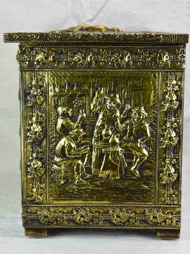 Antique French chest with brass moldings 20¾" x 13"