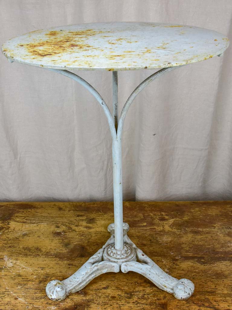 Antique French garden table with pale blue patina
