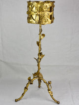 Mid century French baroque jardiniere/ plant stand with gold patina and rose motifs