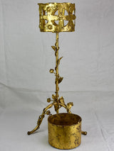 Mid century French baroque jardiniere/ plant stand with gold patina and rose motifs
