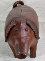Mid century Spanish leather foot rest - pig