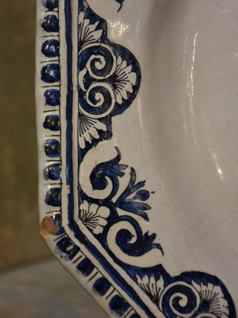 Earthenware plate, early-19th-century, Rouen
