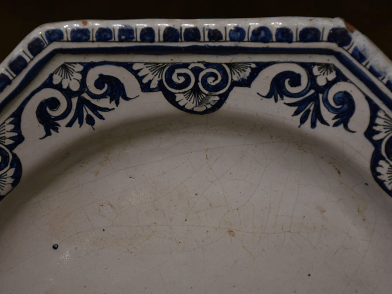 Earthenware plate, early-19th-century, Rouen