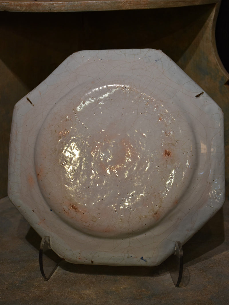 Earthenware plate, early-19th-century, Rouen
