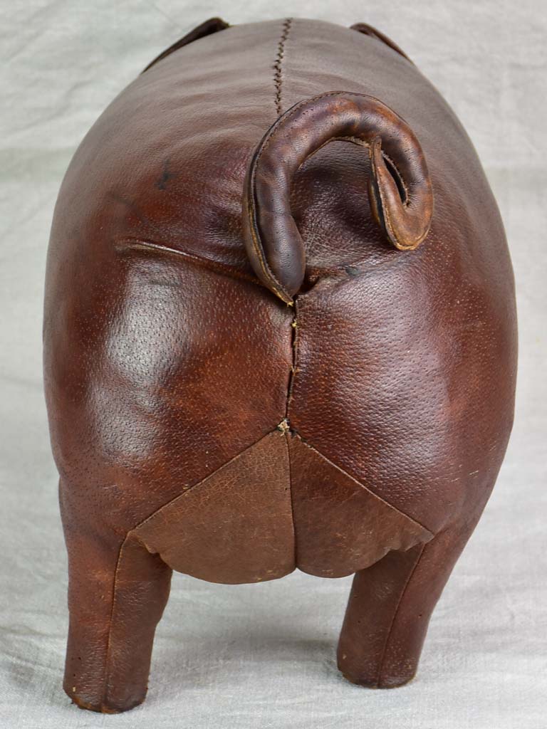 Mid century Spanish leather foot rest - pig