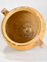 Large antique French confit pot with yellow glaze 11"