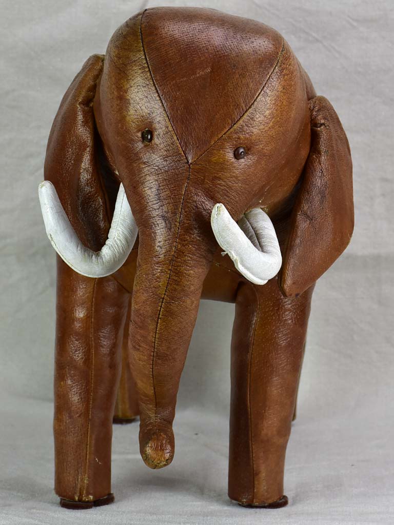 Mid century Spanish leather foot rest - elephant