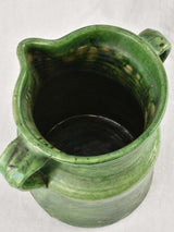 Large green antique French pot with & 2 handles 14¼"