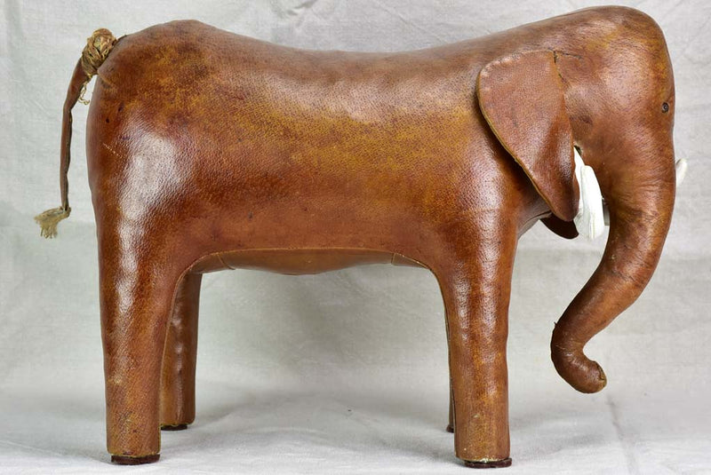 Mid century Spanish leather foot rest - elephant