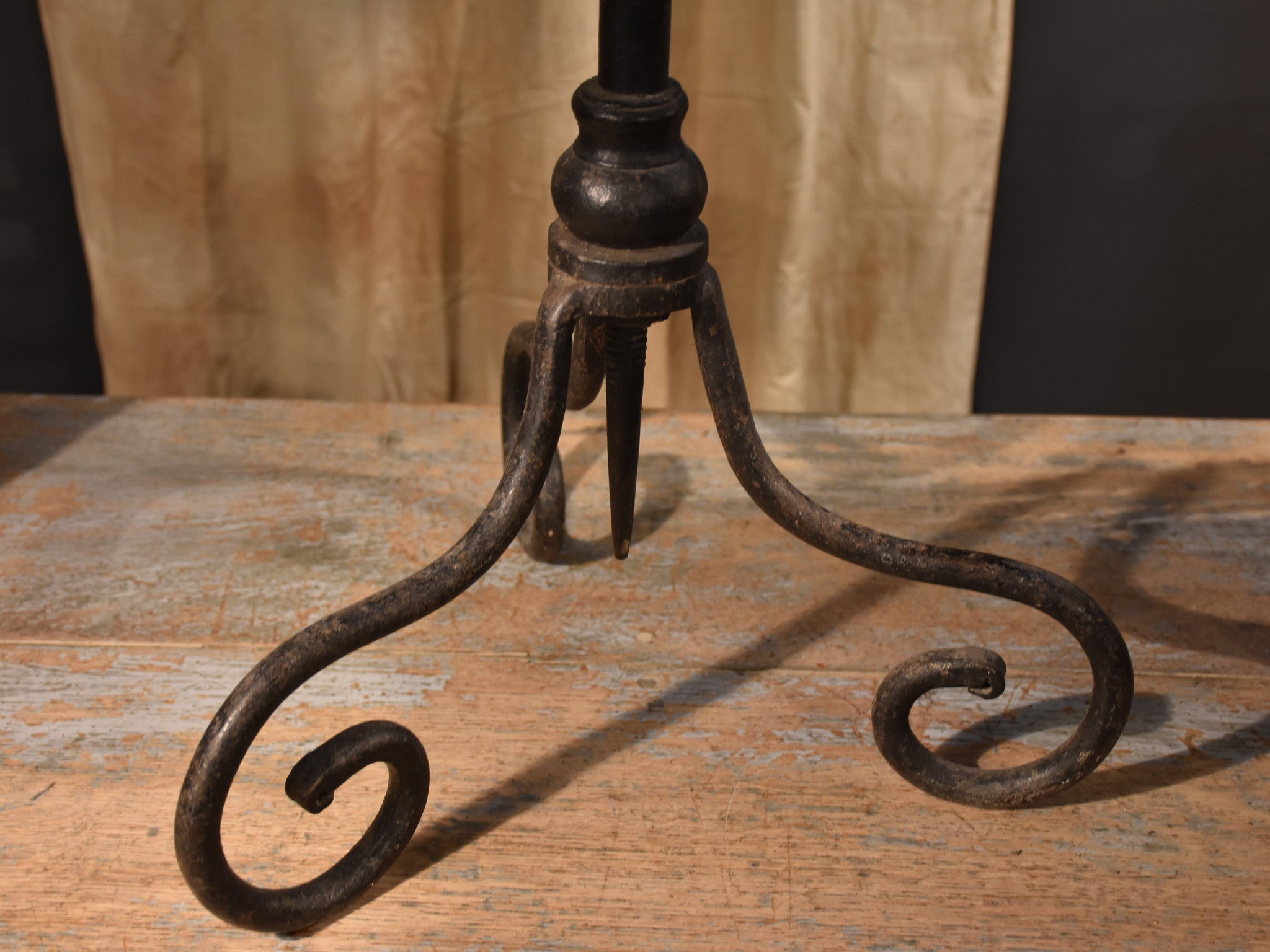 Church candlestick, antique wrought iron, French