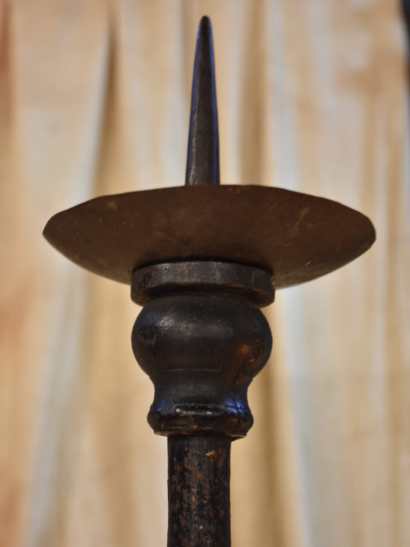 Church candlestick, antique wrought iron, French