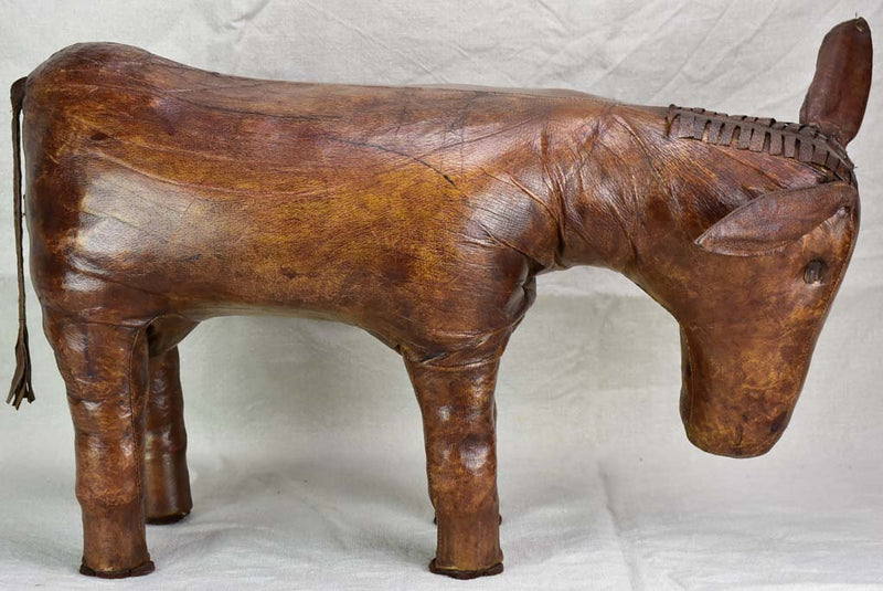 Mid century Spanish leather foot rest - donkey