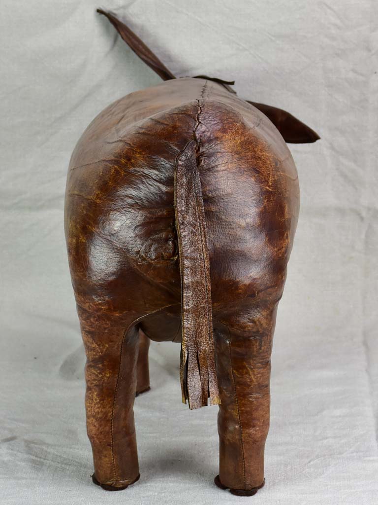 Mid century Spanish leather foot rest - donkey