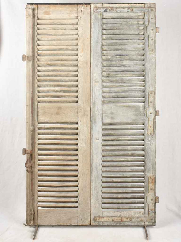 Pair of antique French shutters on stand - set two 74" x 42½"