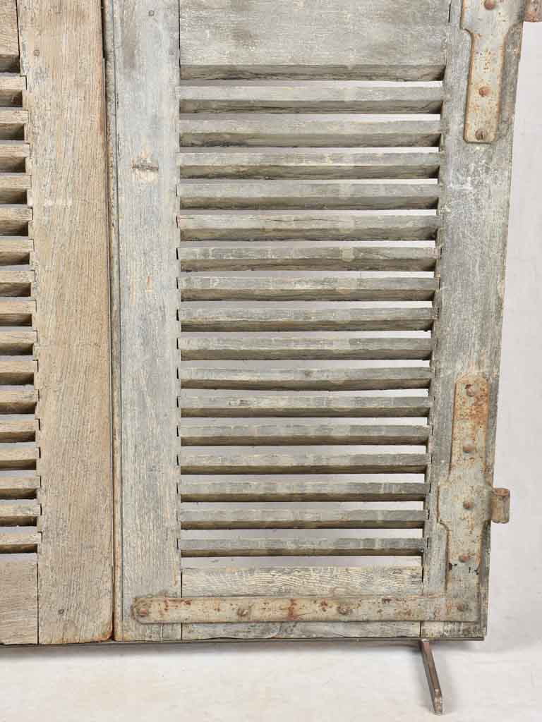 Old authentic gray shutter headboard
