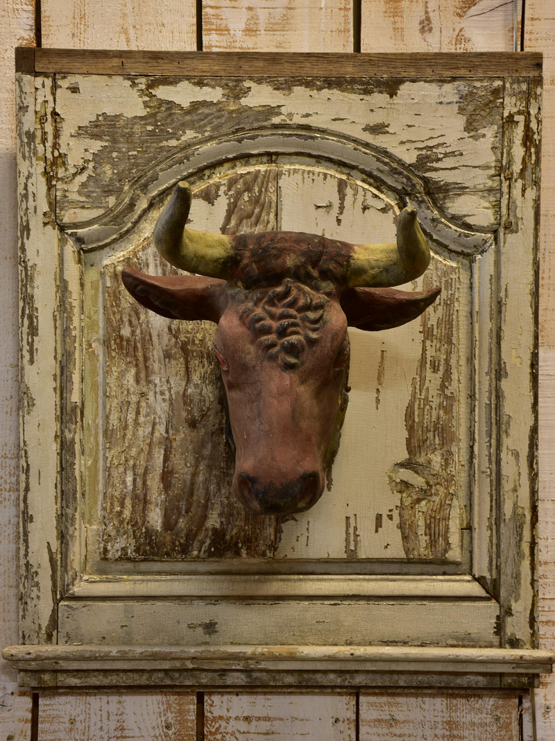 Rustic French cows head from a Butcher’s shop