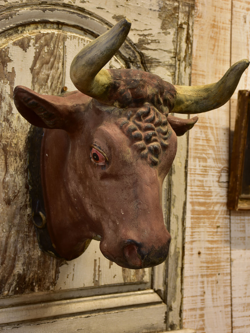 Rustic French cows head from a Butcher’s shop