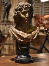 Antique bust on black marble base, 19th-century
