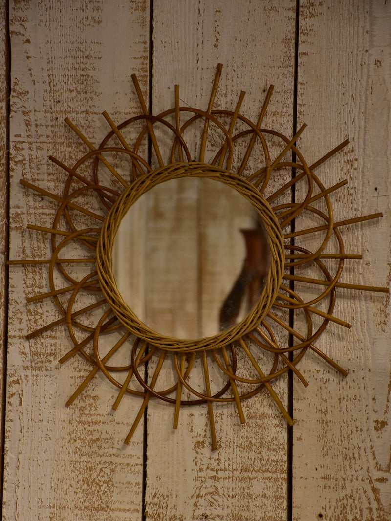 Vintage cane sunburst mirror