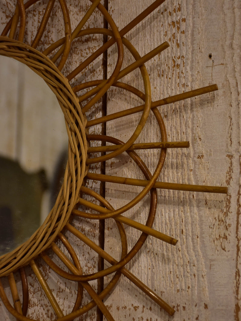 Vintage cane sunburst mirror